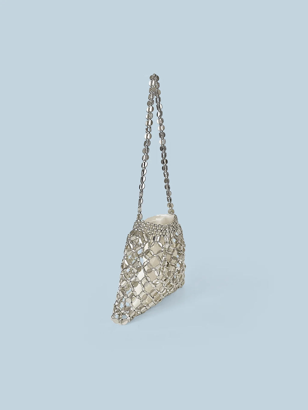New handheld niche design silver handmade bead woven handbag essential for summer shoulder bag