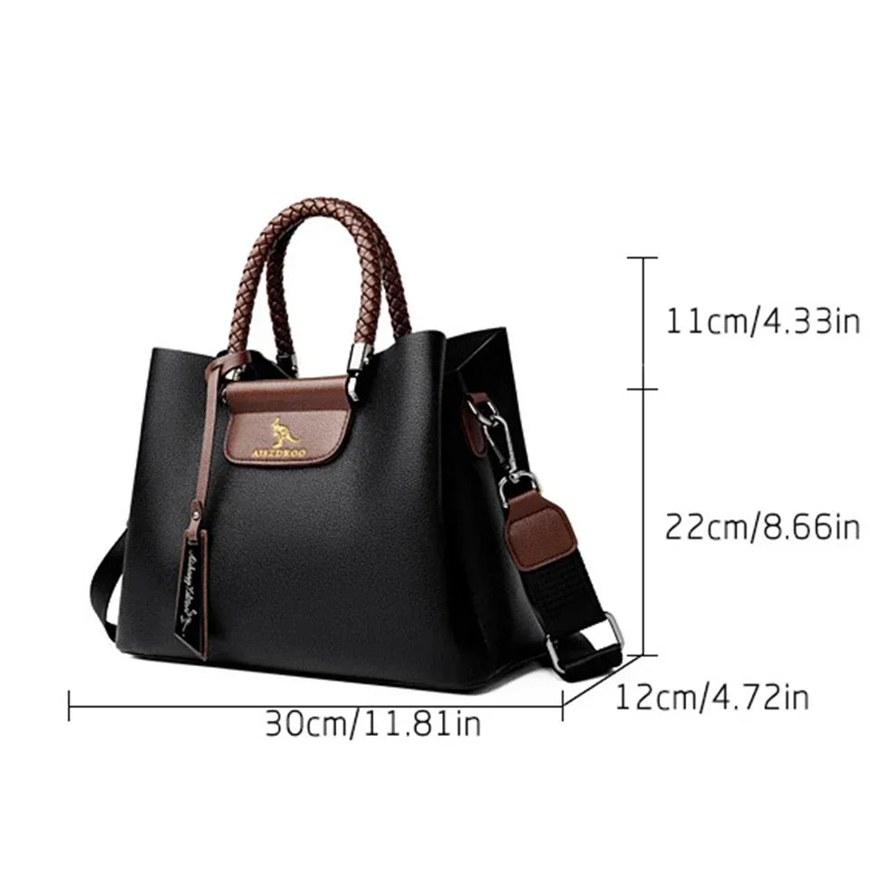 Elegant Women's Genuine Leather Handbag — Stylish Pattern & Spacious Interior