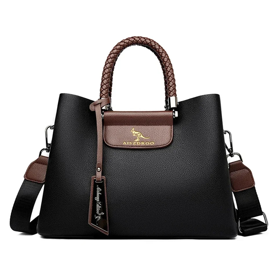Elegant Women's Genuine Leather Handbag — Stylish Pattern & Spacious Interior