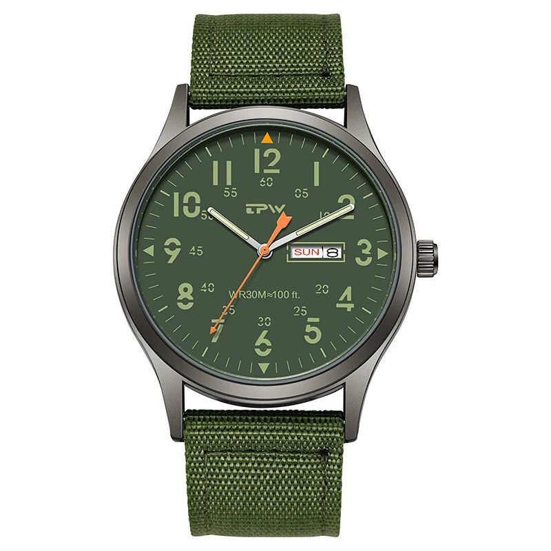 2026 TPW Field Watch Easy Reading Fabric Strap 24 Hours Display Quartz Movement