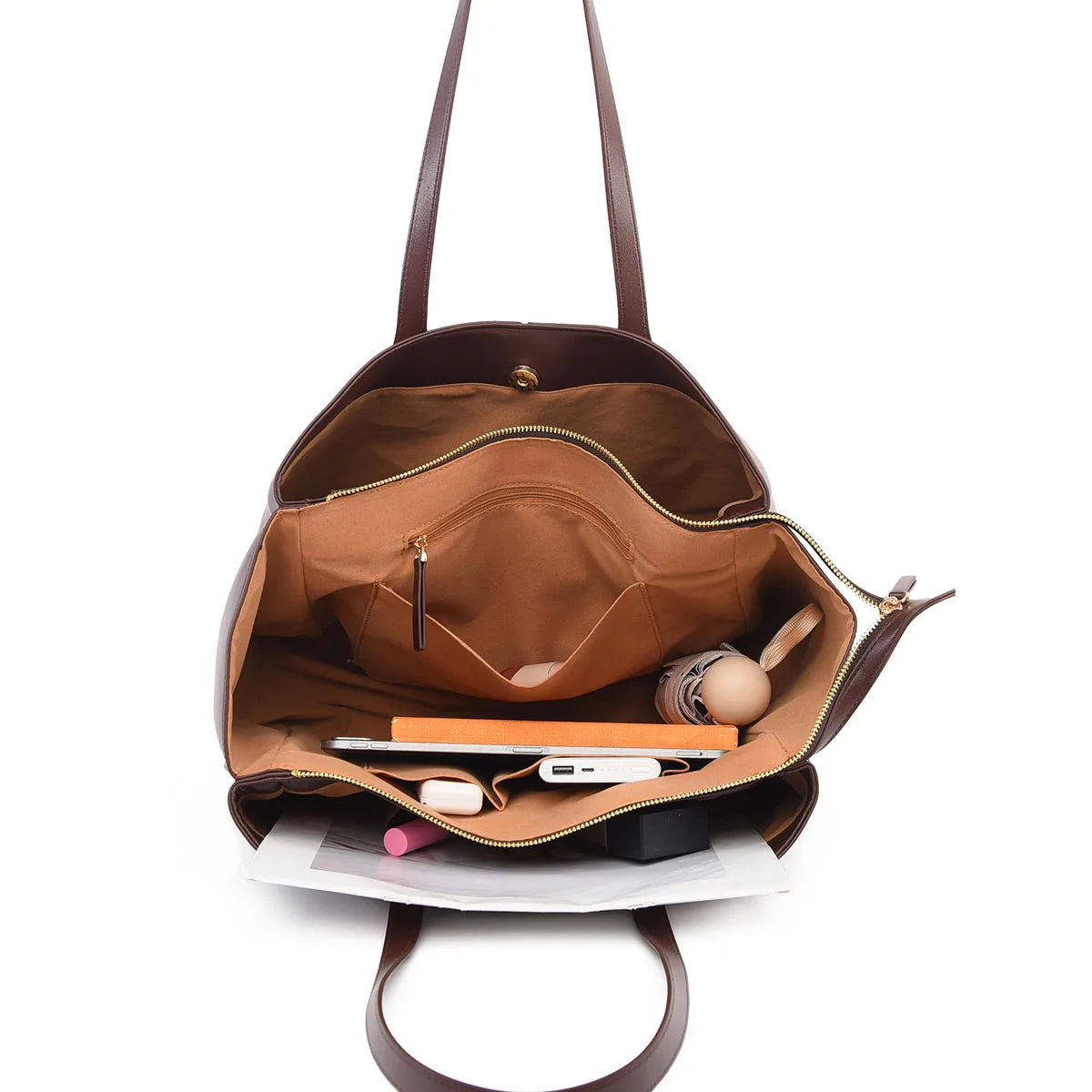 Women's PU Leather Tote Shoulder Bag — Waterproof Large Capacity