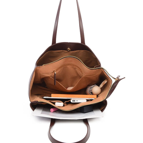 Women's PU Leather Tote Shoulder Bag — Waterproof Large Capacity