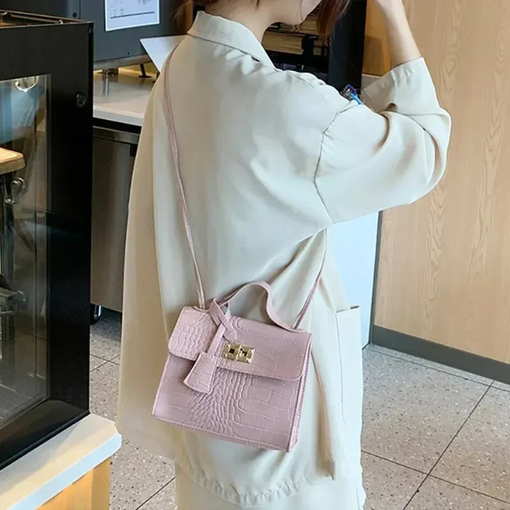 Women's Crocodile Print Baguette Shoulder Bag — Soft TPU Handbag