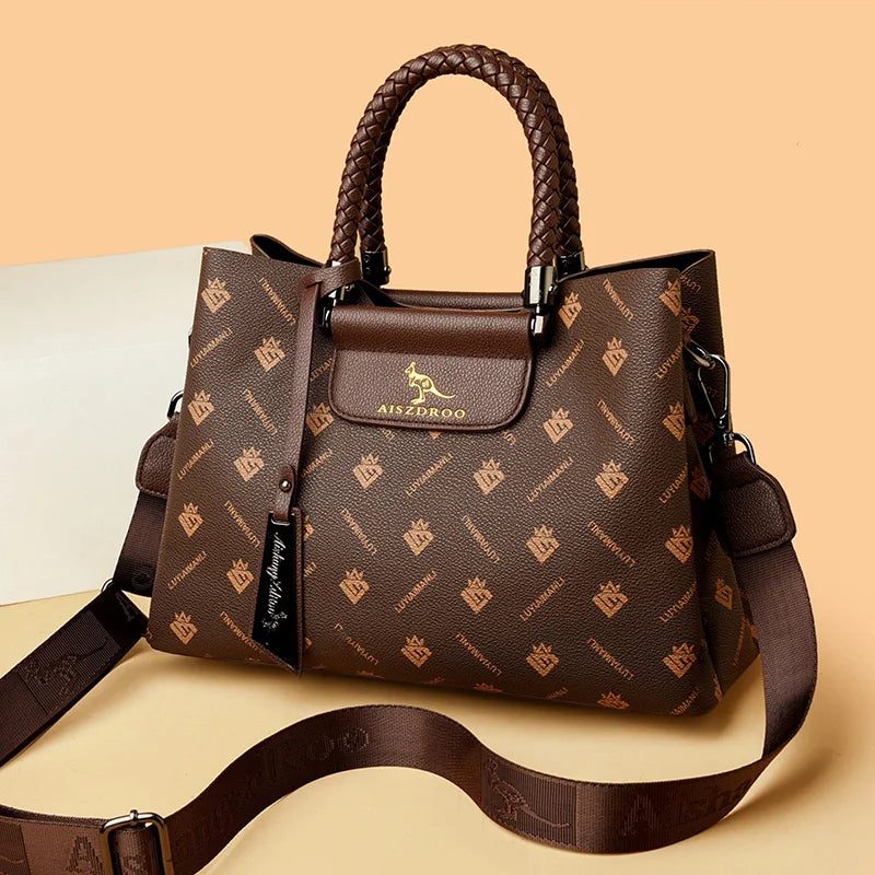 Elegant Women's Genuine Leather Handbag — Stylish Pattern & Spacious Interior