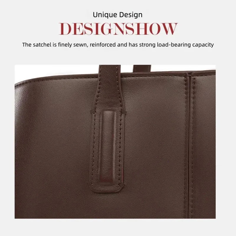 Women's PU Leather Tote Shoulder Bag — Waterproof Large Capacity