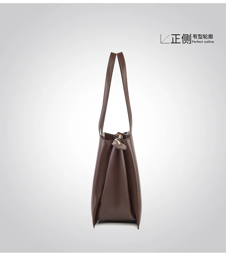 Women's PU Leather Tote Shoulder Bag — Waterproof Large Capacity