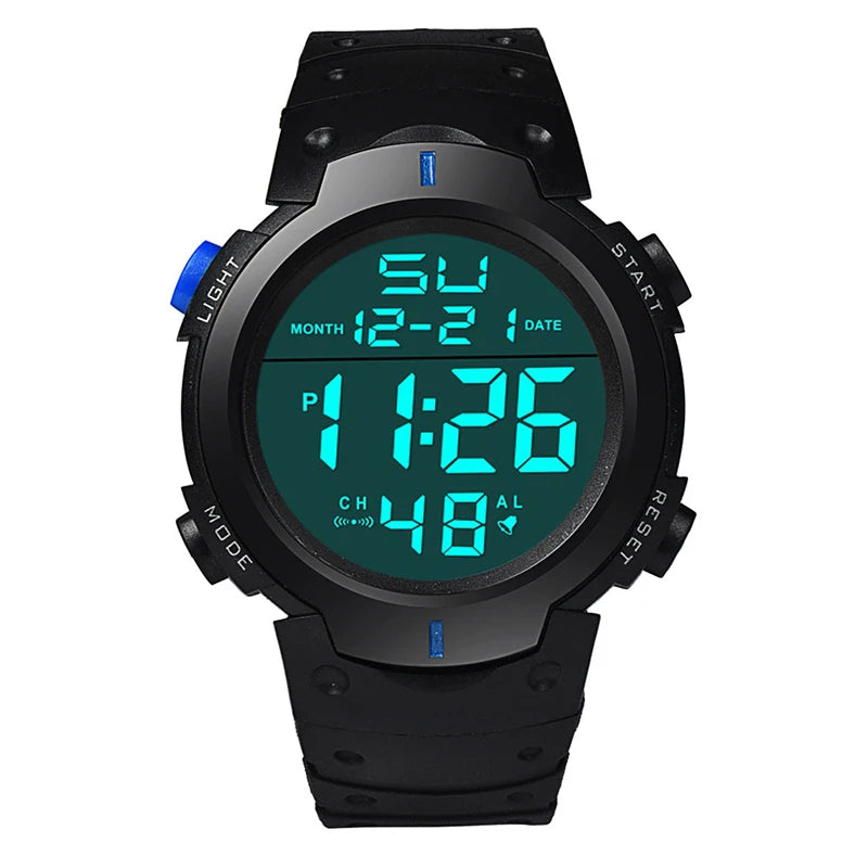 Men's Sport LED Digital Watch Multi-Functional Rubber Fitness Athlete Timekeeping Electronic Clock Reloj