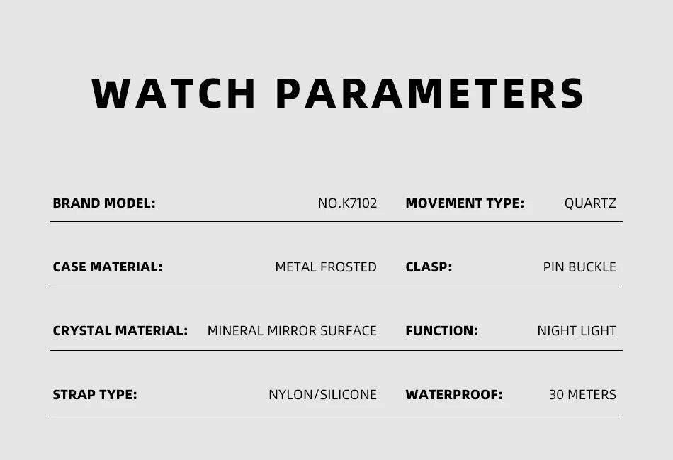 2026 TPW Field Watch Easy Reading Fabric Strap 24 Hours Display Quartz Movement