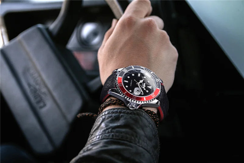 WINNER 002 Automatic Mechanical Wristwatch for Male Luminous Hands Date Fashion Stainless Steel And Leather Strap Clock Gifts