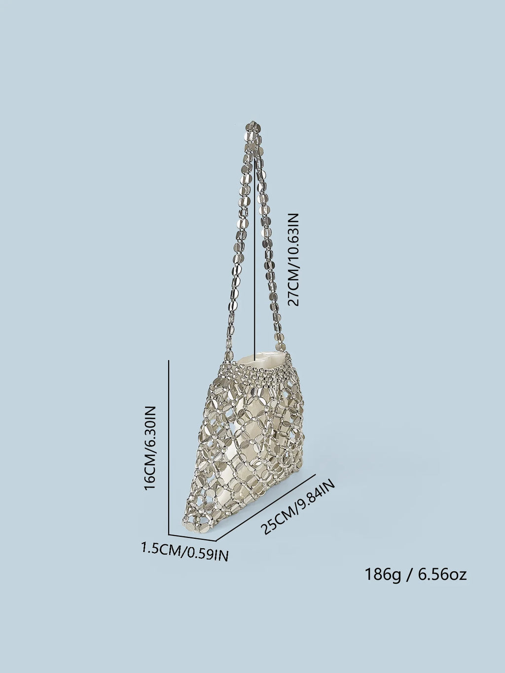 New handheld niche design silver handmade bead woven handbag essential for summer shoulder bag