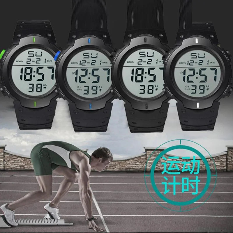Men's Sport LED Digital Watch Multi-Functional Rubber Fitness Athlete Timekeeping Electronic Clock Reloj