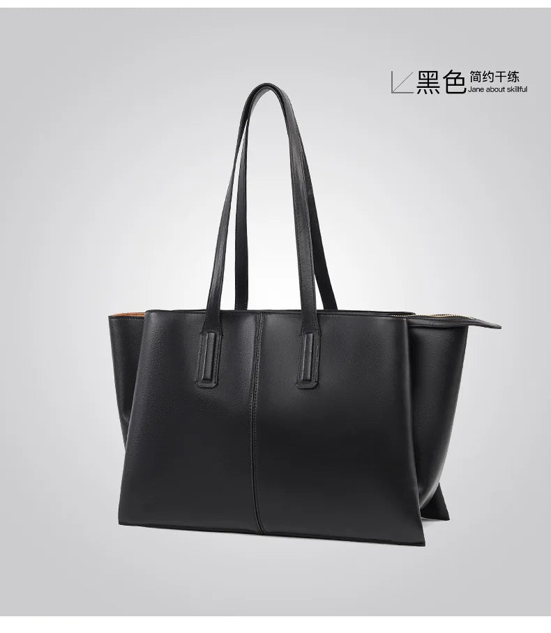 Women's PU Leather Tote Shoulder Bag — Waterproof Large Capacity