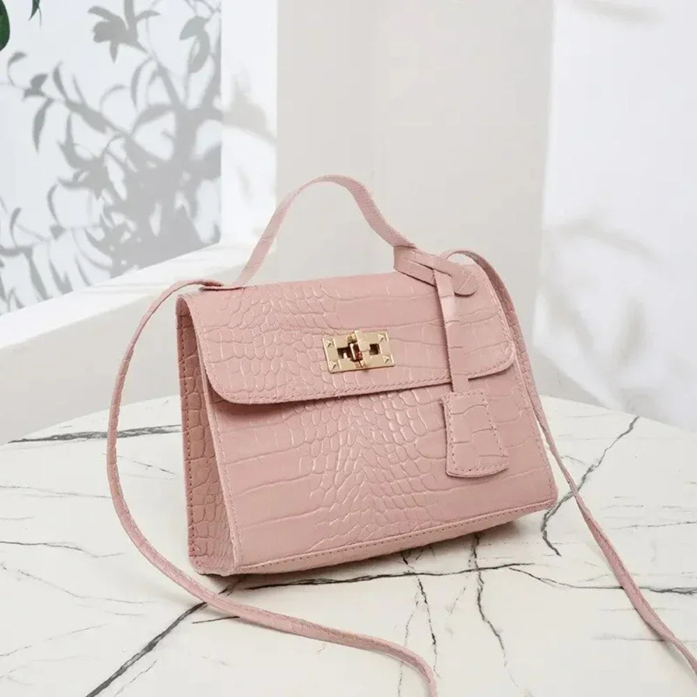 Women's Crocodile Print Baguette Shoulder Bag — Soft TPU Handbag