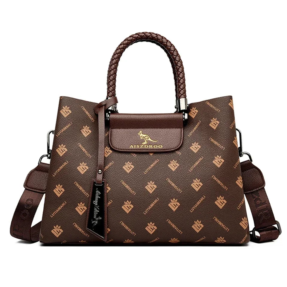 Elegant Women's Genuine Leather Handbag — Stylish Pattern & Spacious Interior