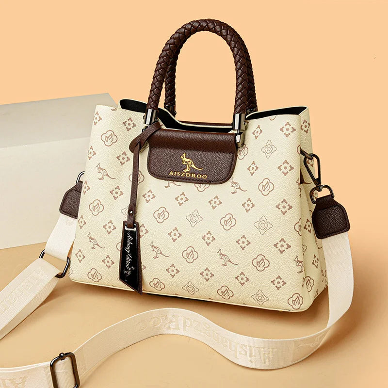Elegant Women's Genuine Leather Handbag — Stylish Pattern & Spacious Interior