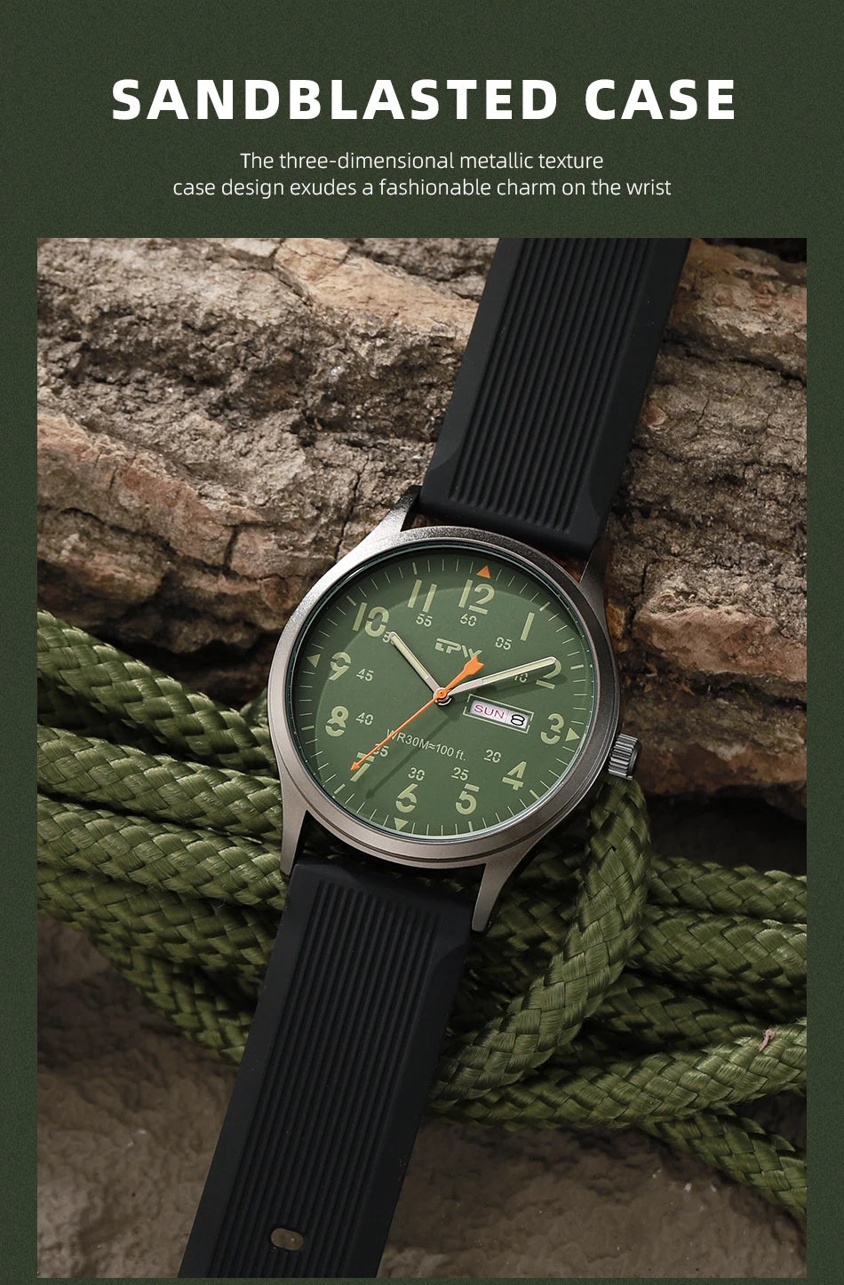 2026 TPW Field Watch Easy Reading Fabric Strap 24 Hours Display Quartz Movement