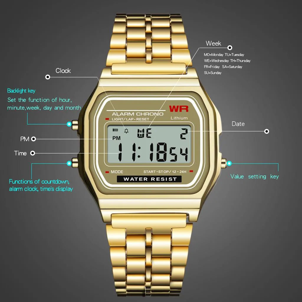 2025 Digital Watches For Men Sports Waterproof Bracelet Clock Gold Electronice LED Wristwatch Women Casual Montre Homme Relogio