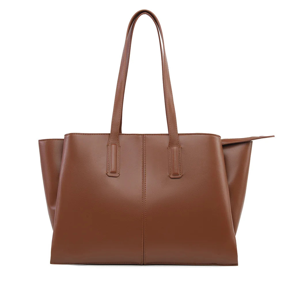 Women's PU Leather Tote Shoulder Bag — Waterproof Large Capacity