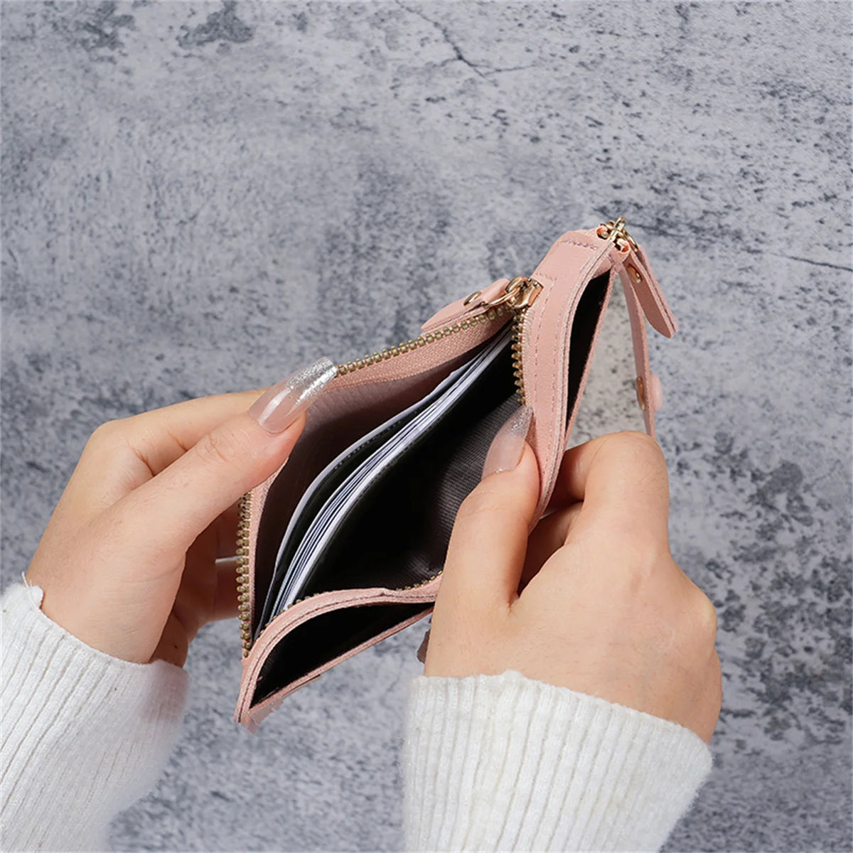 Wallet new button wallet female solid color wallet thin ladies wallet card clip short coin purse cross-border wholesale