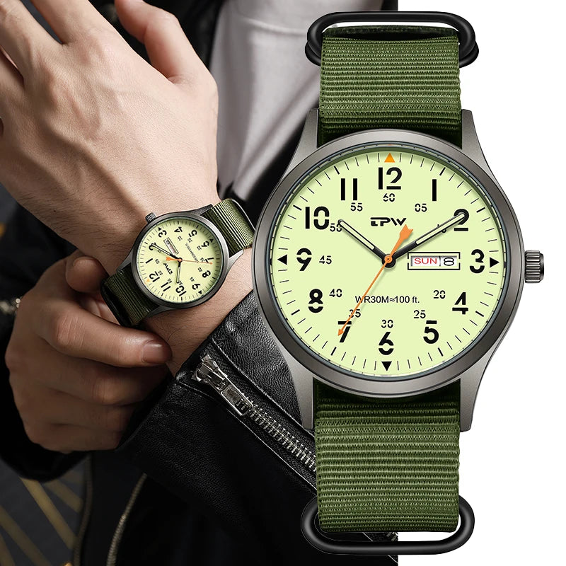 2026 TPW Field Watch Easy Reading Fabric Strap 24 Hours Display Quartz Movement