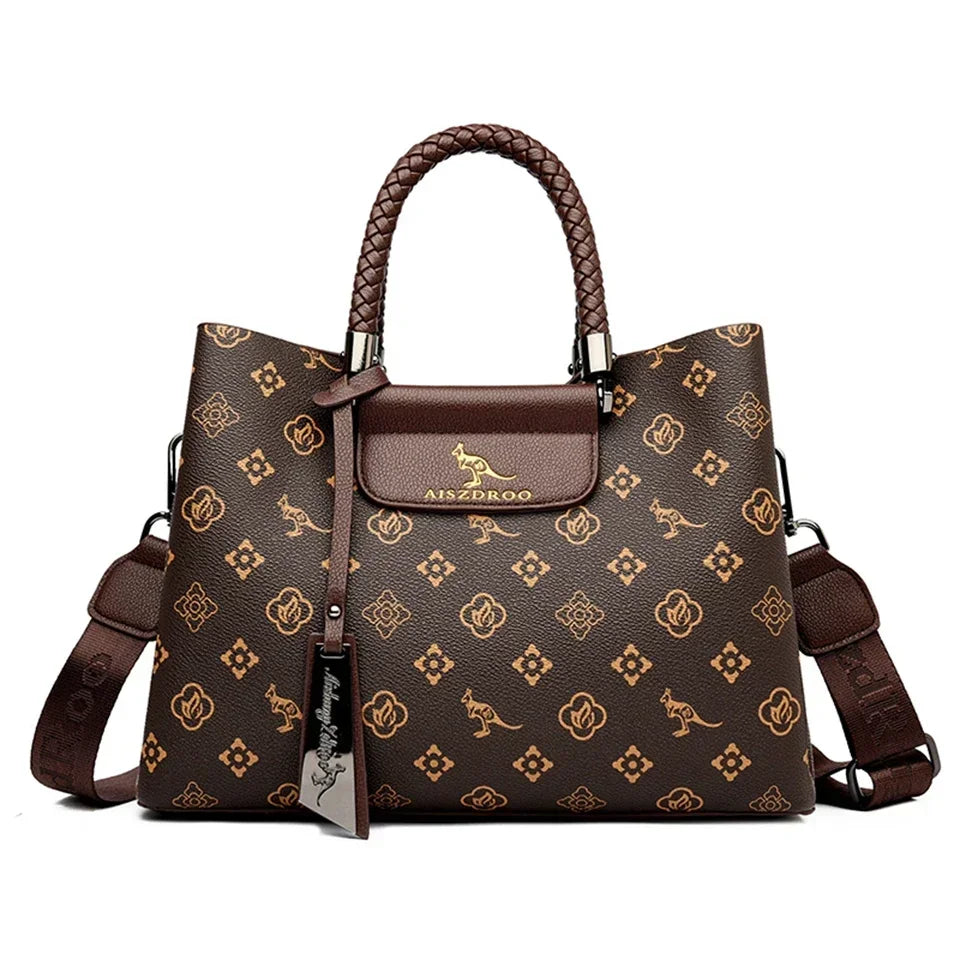 Elegant Women's Genuine Leather Handbag — Stylish Pattern & Spacious Interior