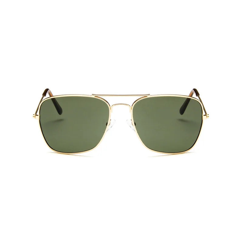 Shonemes Square Sunglasses Vintage Double Bridge Driving Shades Metal Frame Outdoor UV400 Sun Glasses for Men Women
