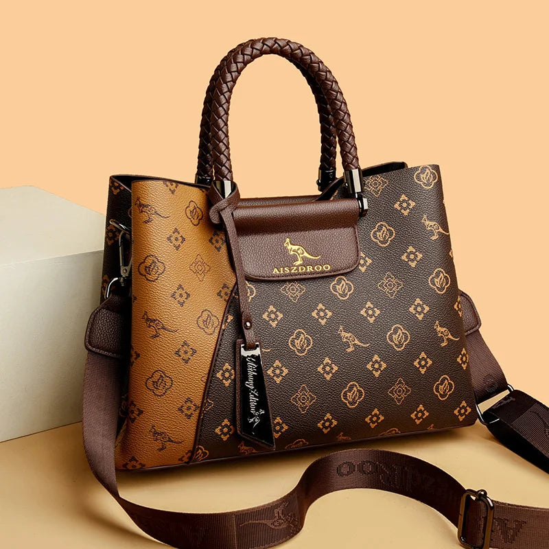 Elegant Women's Genuine Leather Handbag — Stylish Pattern & Spacious Interior