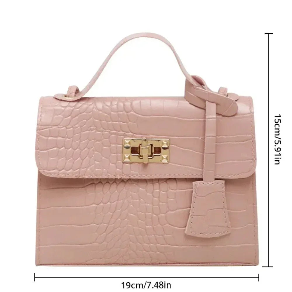 Women's Crocodile Print Baguette Shoulder Bag — Soft TPU Handbag