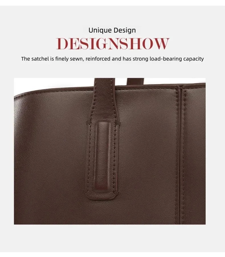 Women's PU Leather Tote Shoulder Bag — Waterproof Large Capacity