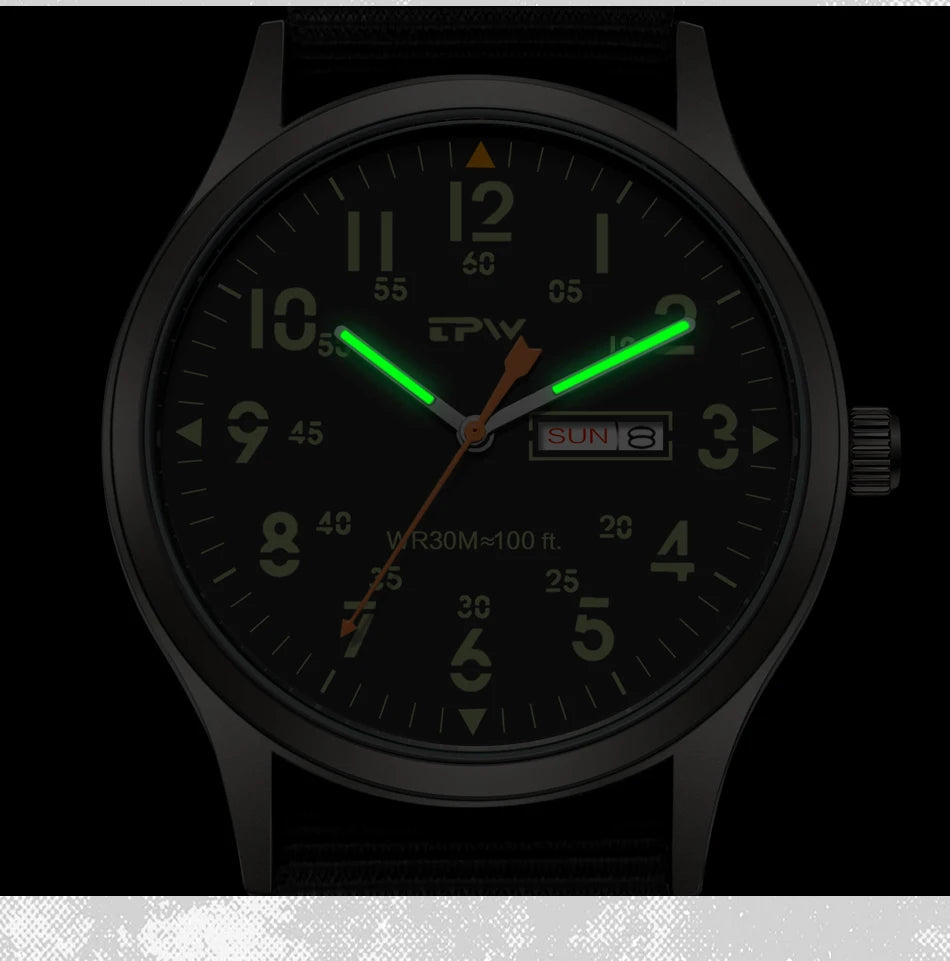 2026 TPW Field Watch Easy Reading Fabric Strap 24 Hours Display Quartz Movement