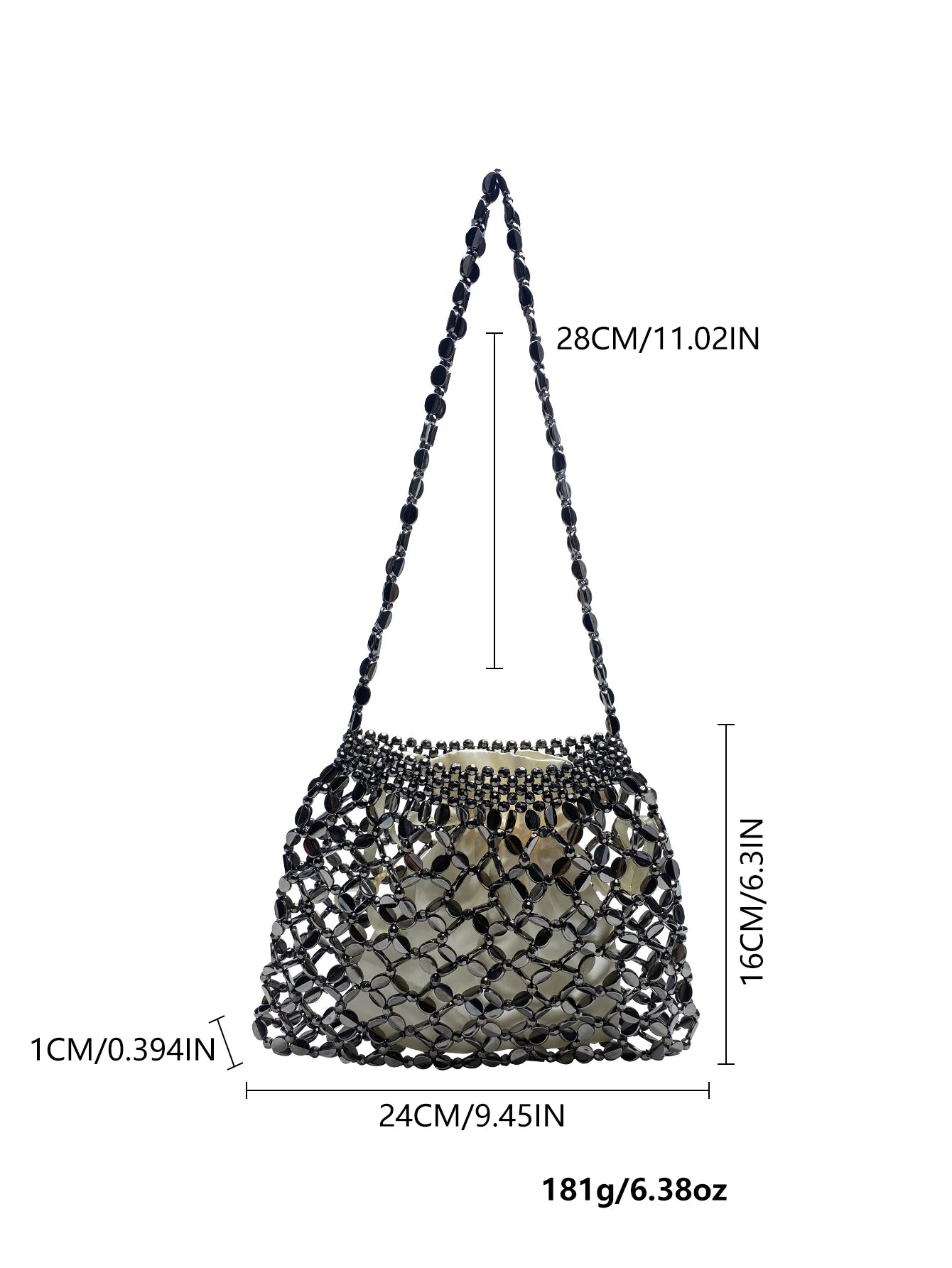 New handheld niche design silver handmade bead woven handbag essential for summer shoulder bag