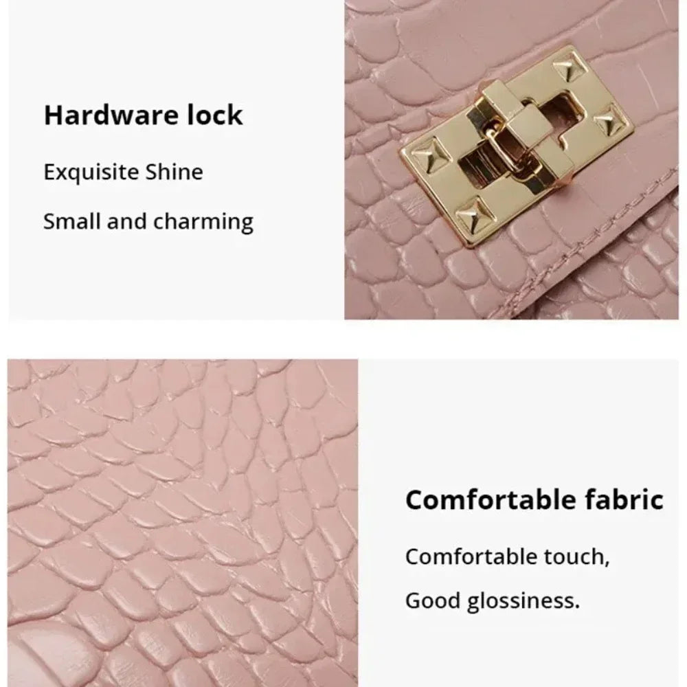Women's Crocodile Print Baguette Shoulder Bag — Soft TPU Handbag