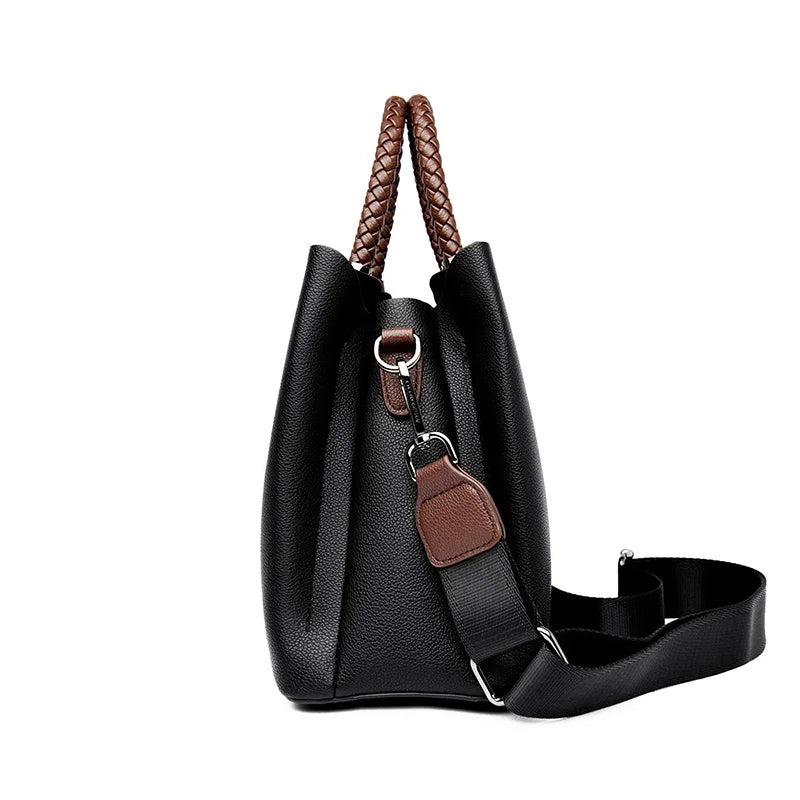 Elegant Women's Genuine Leather Handbag — Stylish Pattern & Spacious Interior