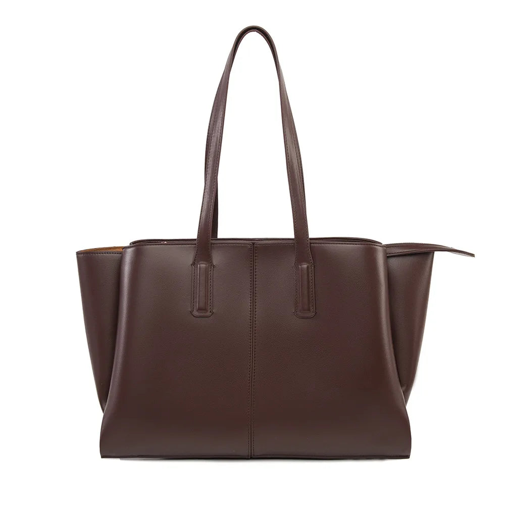 Women's PU Leather Tote Shoulder Bag — Waterproof Large Capacity