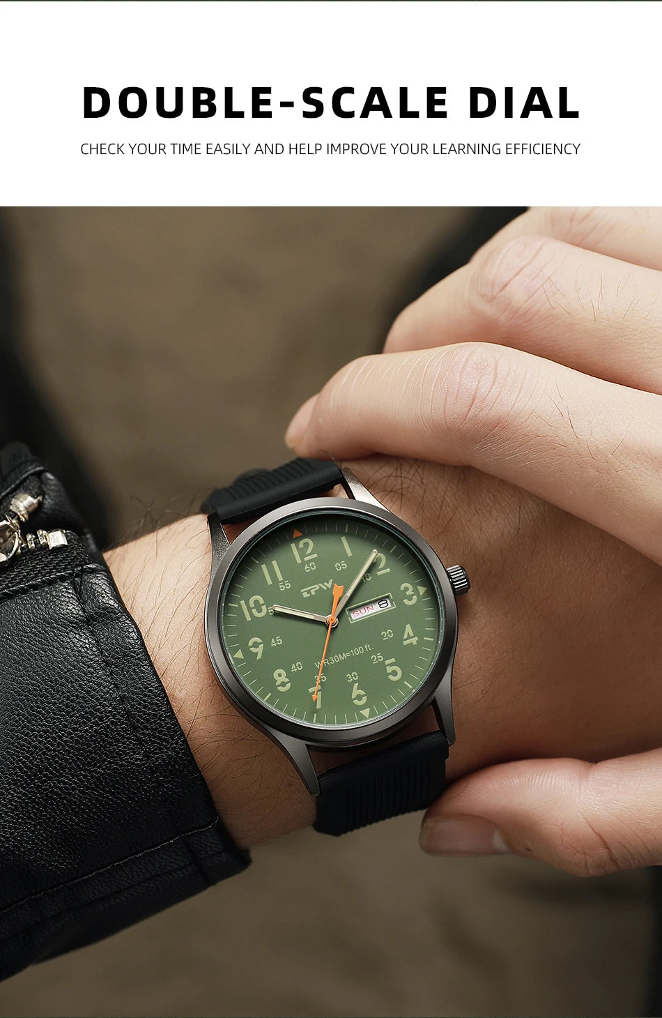 2026 TPW Field Watch Easy Reading Fabric Strap 24 Hours Display Quartz Movement