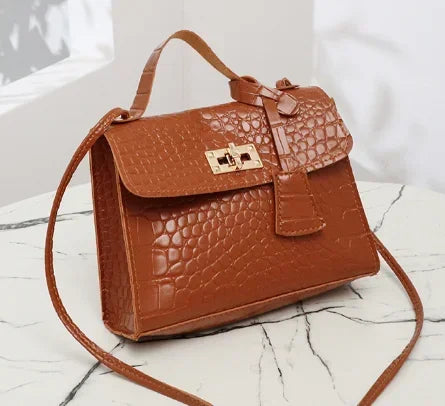Women's Crocodile Print Baguette Shoulder Bag — Soft TPU Handbag