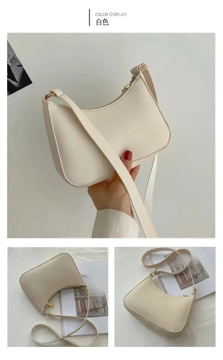 Fashionable and Trendy Solid-Color Handbag, Simple and New Small Square Bag, Stylish and High-Quality Single-Shoulder Armpit Bag