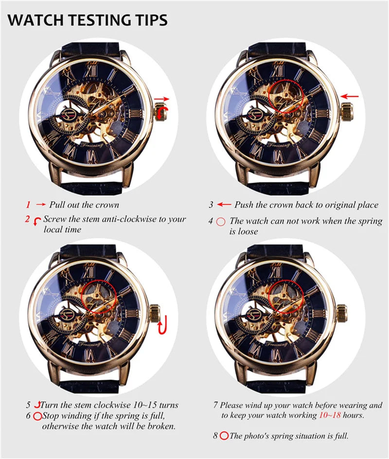 WINNER 002 Automatic Mechanical Wristwatch for Male Luminous Hands Date Fashion Stainless Steel And Leather Strap Clock Gifts