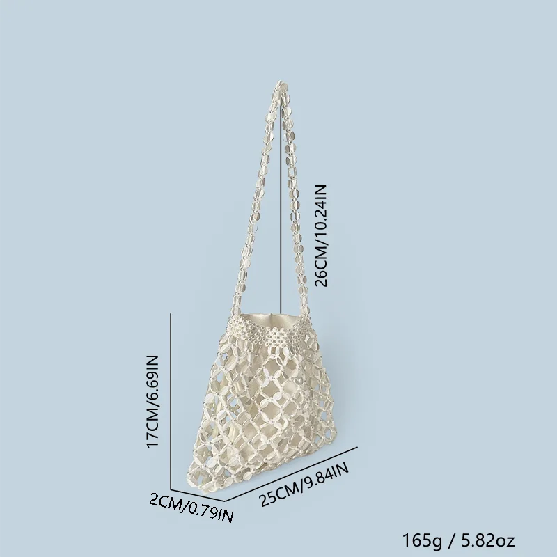 New handheld niche design silver handmade bead woven handbag essential for summer shoulder bag
