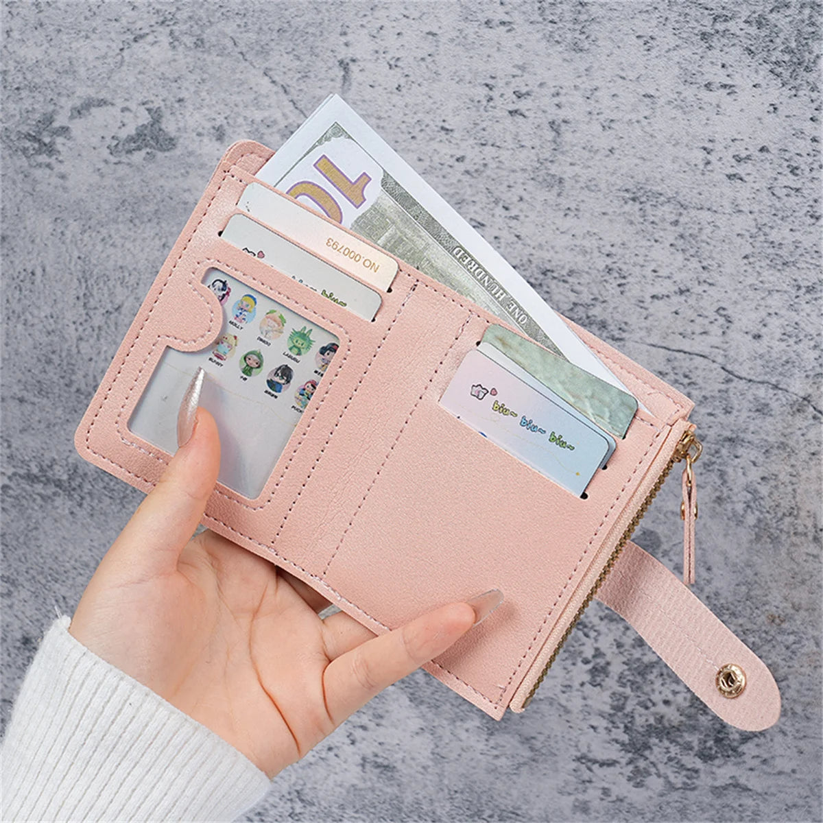 Wallet new button wallet female solid color wallet thin ladies wallet card clip short coin purse cross-border wholesale