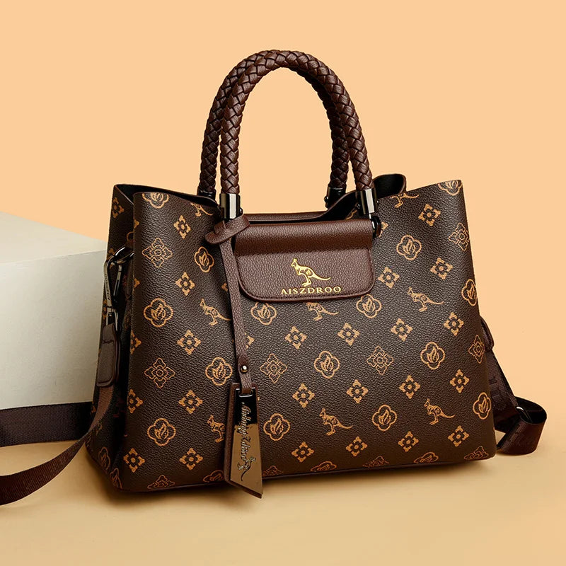 Elegant Women's Genuine Leather Handbag — Stylish Pattern & Spacious Interior