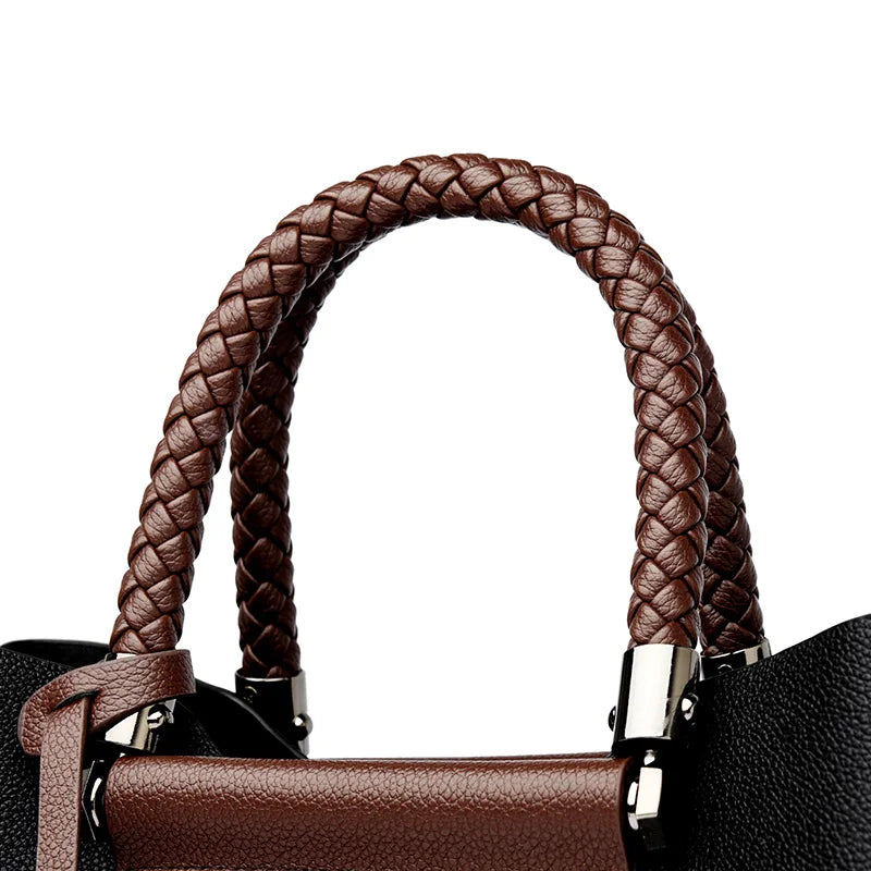 Elegant Women's Genuine Leather Handbag — Stylish Pattern & Spacious Interior