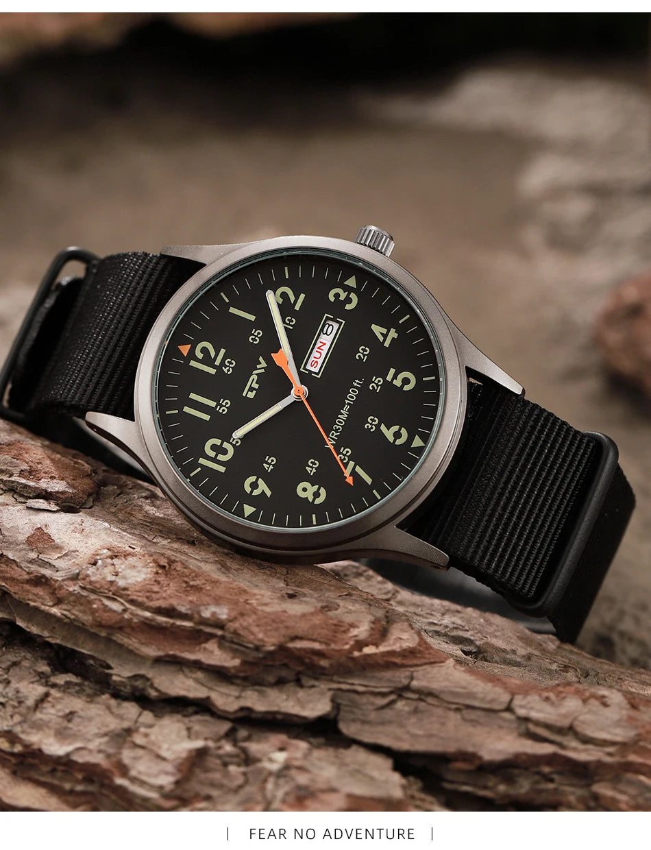 2026 TPW Field Watch Easy Reading Fabric Strap 24 Hours Display Quartz Movement