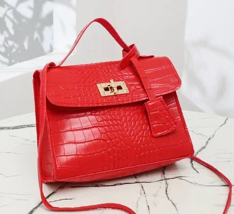 Women's Crocodile Print Baguette Shoulder Bag — Soft TPU Handbag