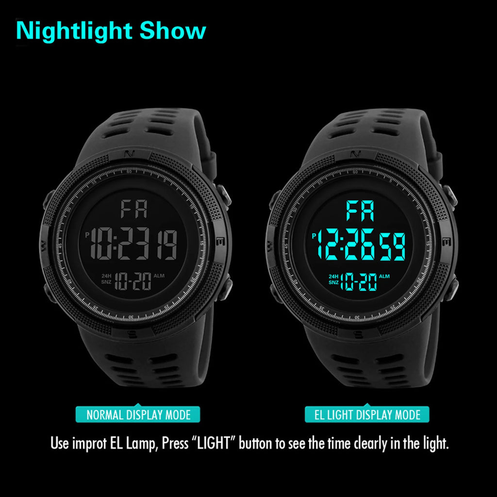 Men Digital Sports Watch Waterproof Casual Luminous Stopwatch Alarm Simple Army Watch for Running Climbing Fishing