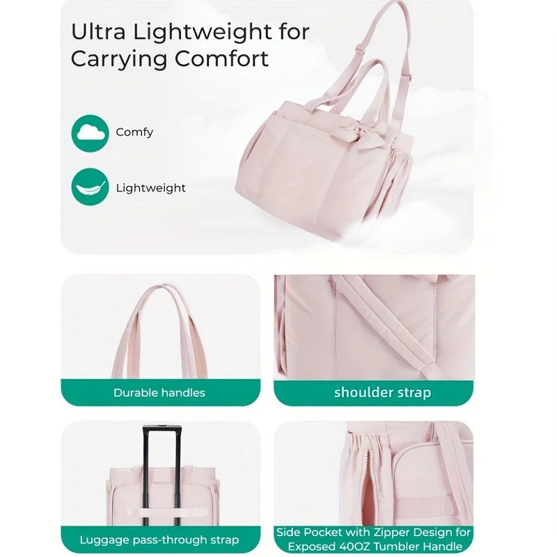 Padded Tote Bag,Large Capacity Women Bow Crossbody Shoulder Bag,Student Commuter Yoga Gym Travel Messenger Bag,Versatile Handbag