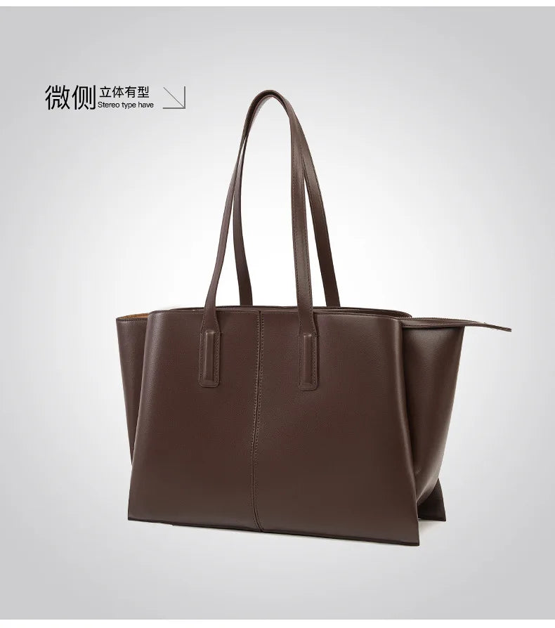 Women's PU Leather Tote Shoulder Bag — Waterproof Large Capacity