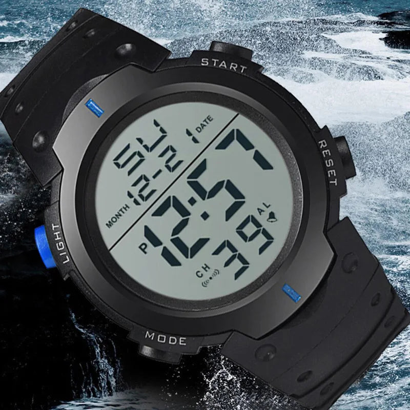 Men's Sport LED Digital Watch Multi-Functional Rubber Fitness Athlete Timekeeping Electronic Clock Reloj