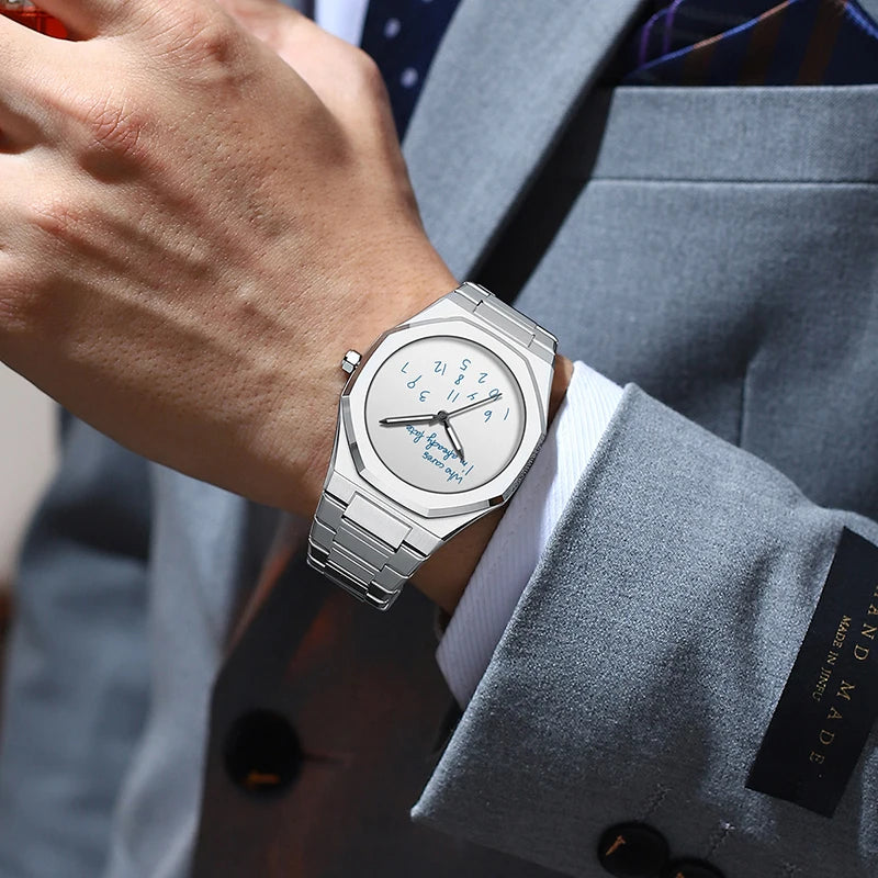Fashion Luxurious Exquisite Elegant Men's Watch Classic Business Casual Arabic Digital Steel Strip Waterproof Noctilucent Watch