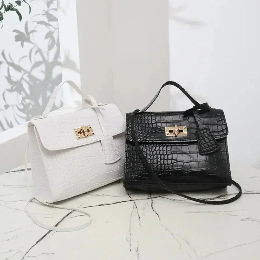 Women's Crocodile Print Baguette Shoulder Bag — Soft TPU Handbag